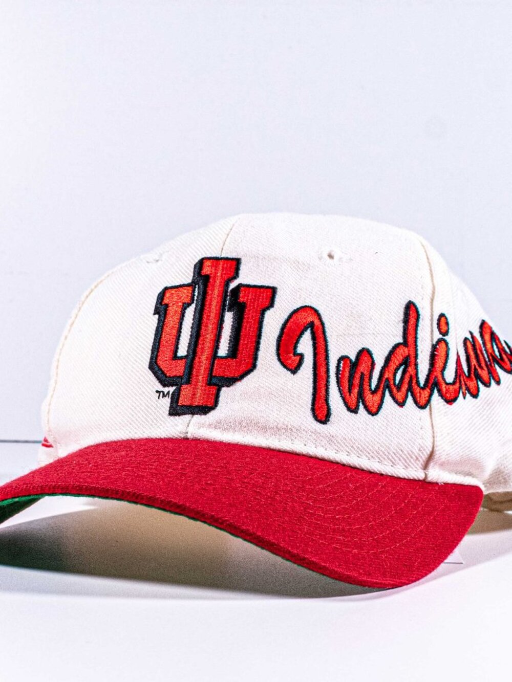 Vintage 90s Apex One Indiana Hoosiers Script Snapback Hat Cap White Red